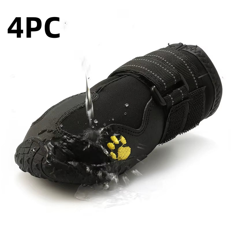 Lot de 4 chaussures pour petits à grands chiens – bottines antidérapantes et déperlantes avec réflecteurs