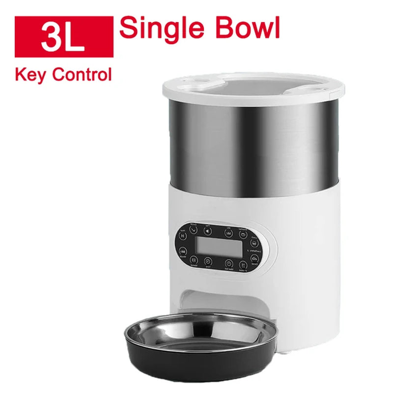 Distributore automatico di cibo per gatti e cani – ciotola in acciaio inox, 3 L / 4,5 L, con app opzionale