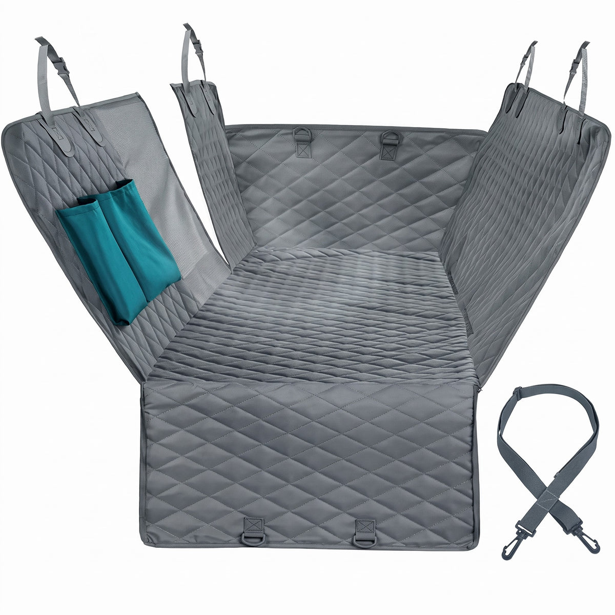 Funda de coche impermeable para perros para el asiento trasero – con ventana de malla y protección lateral