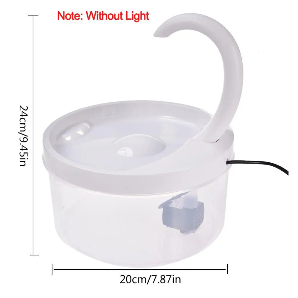 2 L Cat Water Fountain with LED Light &amp; Filter – Quiet Drinking Fountain for Cats and Dogs